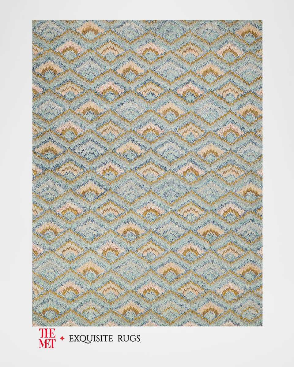 Bargello Hand-Tufted Light Blue Multi Rug, 6' x 9'